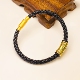 大福同款 5毫黑皮绳手链串黄金饕餮手绳替换绳成品半成品送隔片