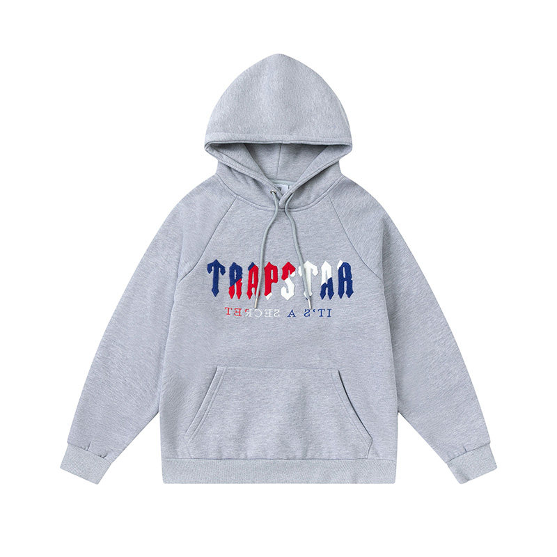 TRAPSTAR 유럽과 미국의 스트리트 패션 브랜드 수건 자수 문자 INS 남성 및 여성의 느슨한 스포츠 및 레저 정장 플러스 벨벳