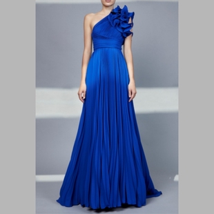 2023新款单肩礼服修身显瘦长款晚礼服时尚主持演出年会日常连衣裙