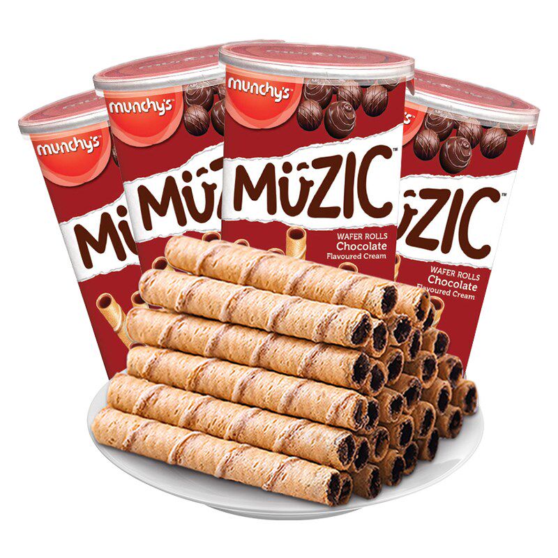 马奇新新妙乐巧克力味注心威化卷饼干85g*5罐39.