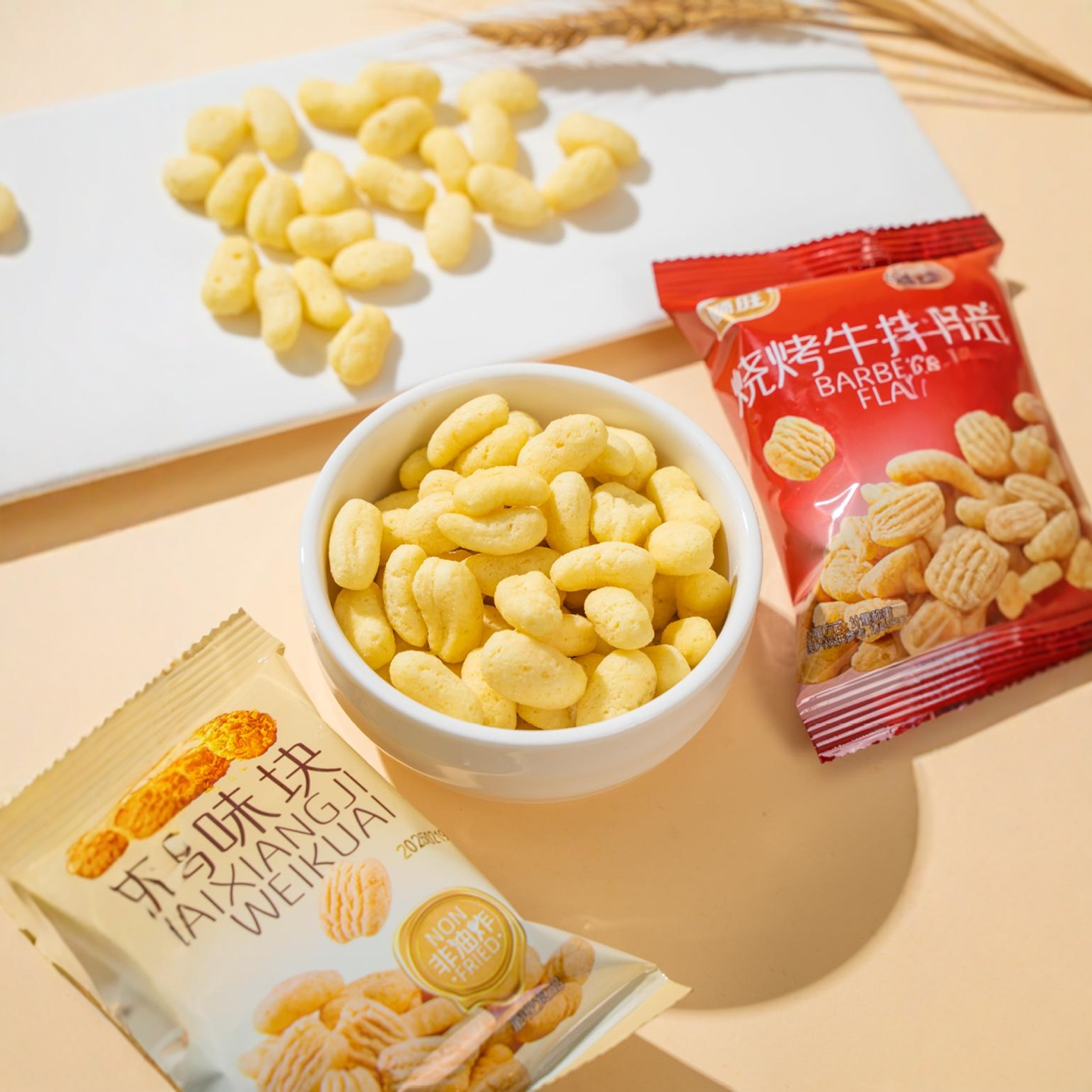 顺旺麦香鸡味块烧烤牛排味块休闲膨化小包装休闲食品非油炸
