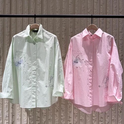 【MOOM联名】正品衬衫2026夏新品高支长绒棉白墨印花MBF2SHT022