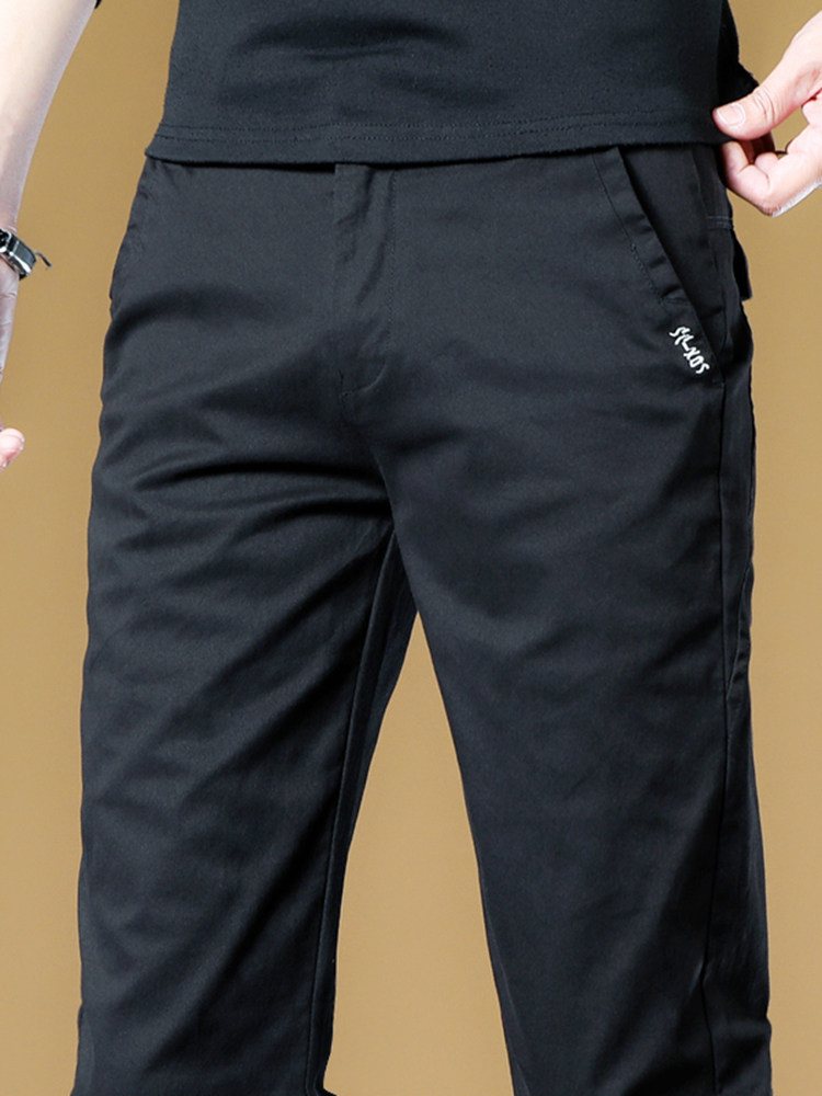 香港2025新款黑色休闲裤男士春秋新款修身直筒韩版潮流商务西装裤