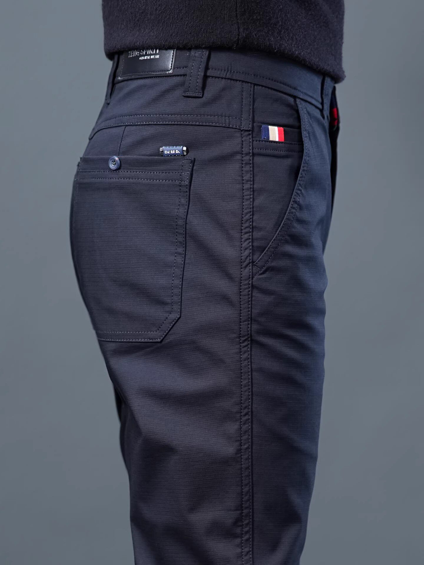 香港高端纯棉黑色休闲裤男士春秋新款修身直筒裤弹力商务西装裤子