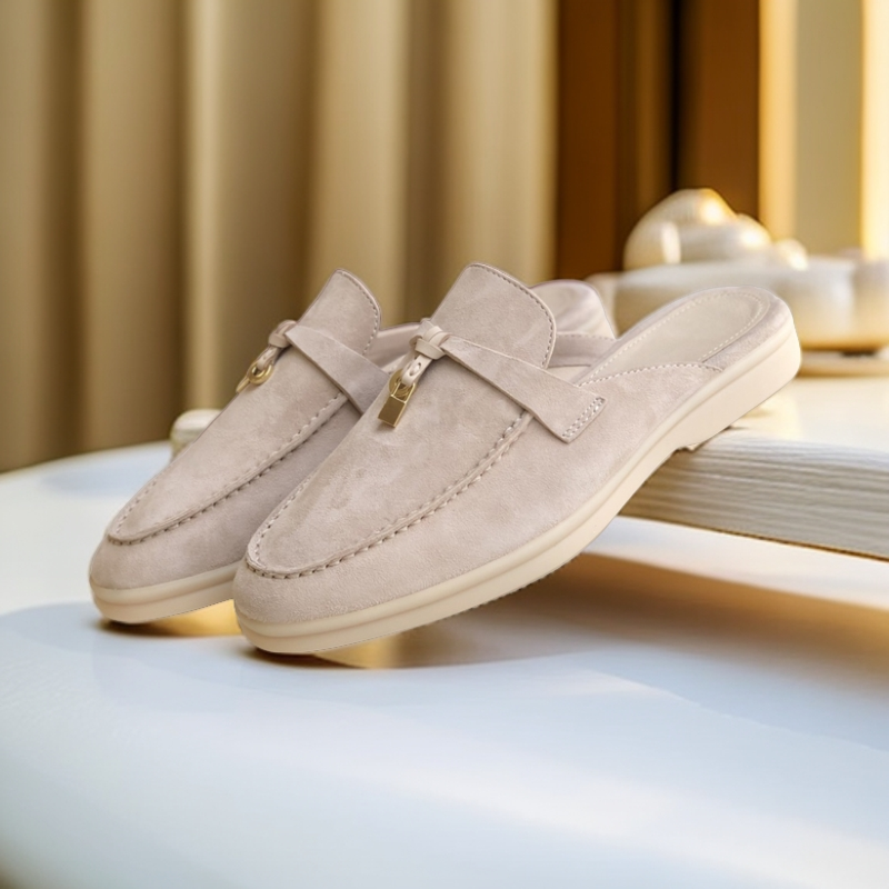 LP半拖2025新色女士休闲一脚蹬懒人包头吊坠平底舒适百搭时尚拖鞋