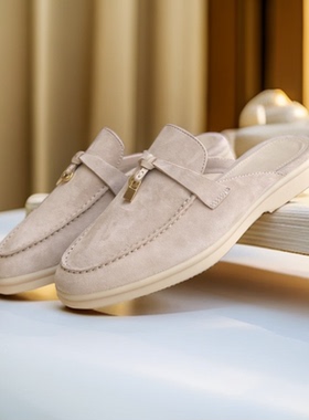 LP半拖2025新色女士休闲一脚蹬懒人包头吊坠平底舒适百搭时尚拖鞋