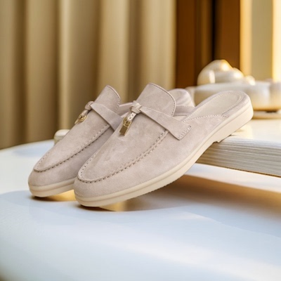 LP半拖2025新色女士休闲一脚蹬懒人包头吊坠平底舒适百搭时尚拖鞋