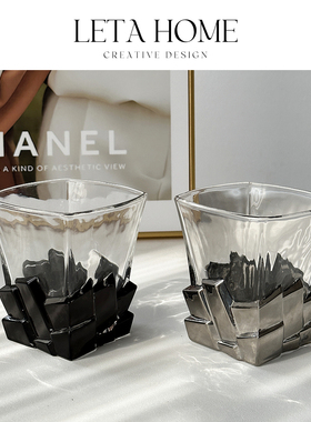 轻奢风创意玻璃杯高级感威士忌杯冰块小众设计杯具高端艺术感酒杯