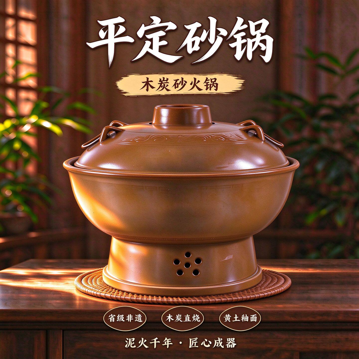 平定砂锅传统老式木炭火锅老北京涮羊肉暖锅土火锅家用朋友聚会