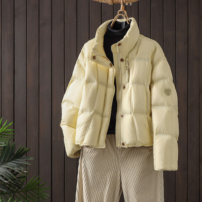 欧货7801羽绒服2025冬季新款时尚百搭立领短款加厚保暖90白鸭绒服