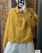 女气质翻领长袖 希哦秋季 复古文艺亚麻衬衫 衬衣宽松纯色