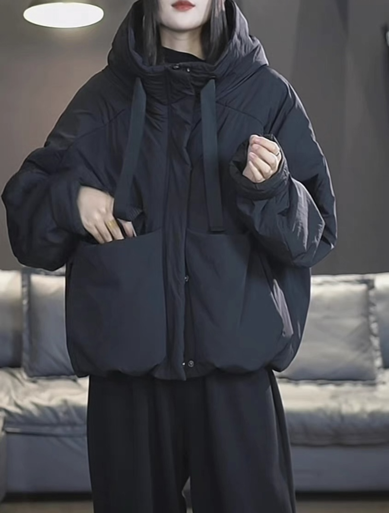 2025冬季新款休闲时尚高端纯色保暖防风宽松百搭连帽外套