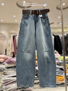 长裤 秋冬设计感香蕉弯刀裤 裤 高品欧货复古色牛仔裤