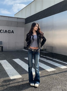 BlackRose ManZi独家古着y2k牛仔裤复古直筒欧美辣妹潮流喇叭