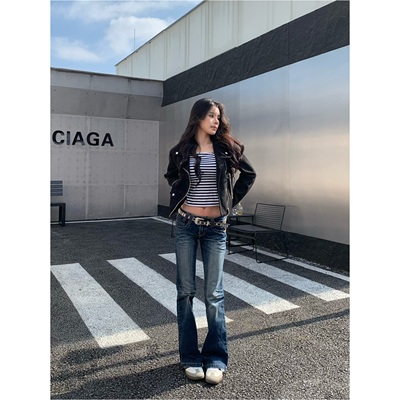 BlackRose ManZi独家古着y2k牛仔裤复古直筒欧美辣妹潮流喇叭