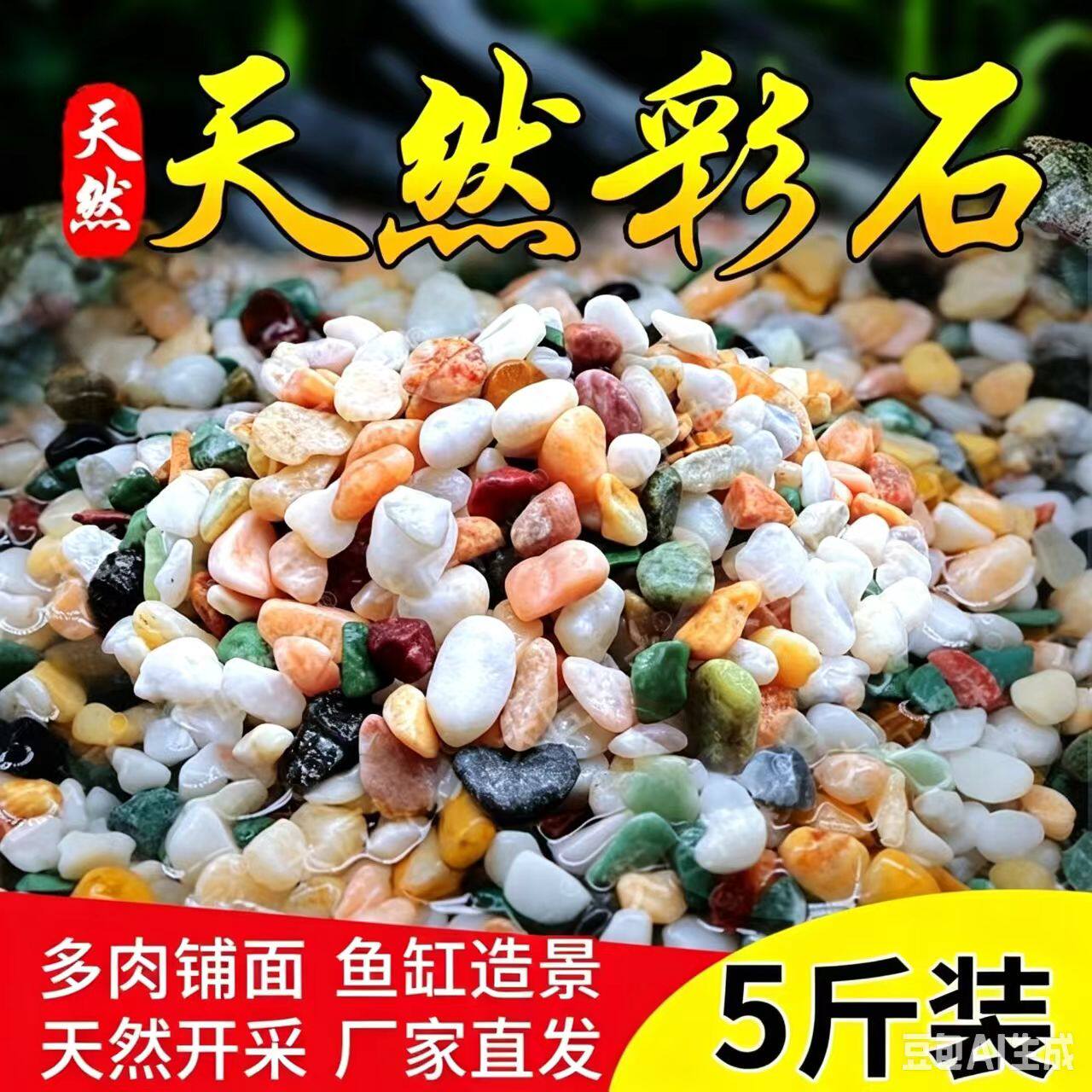 天然五彩色小石头水培郁金香垫底养花石子多肉铺面石鱼缸造景底砂