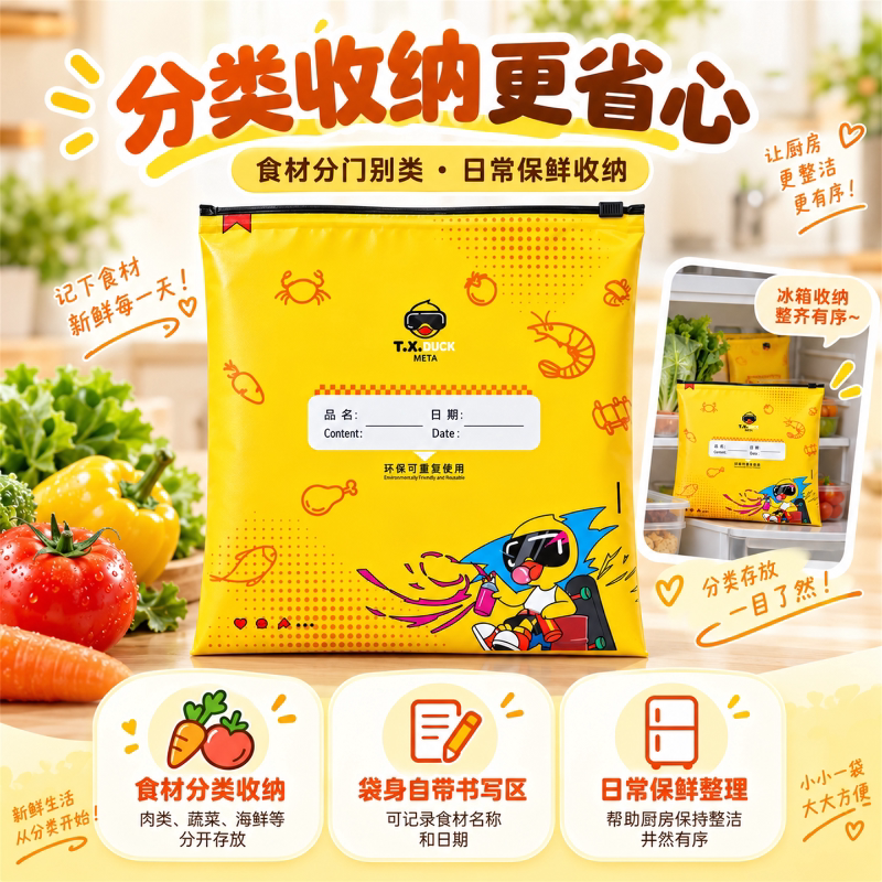 小黄鸭铝箔保鲜袋加厚家用厨房冰箱冷冻生鲜食品分类收纳保鲜锁鲜