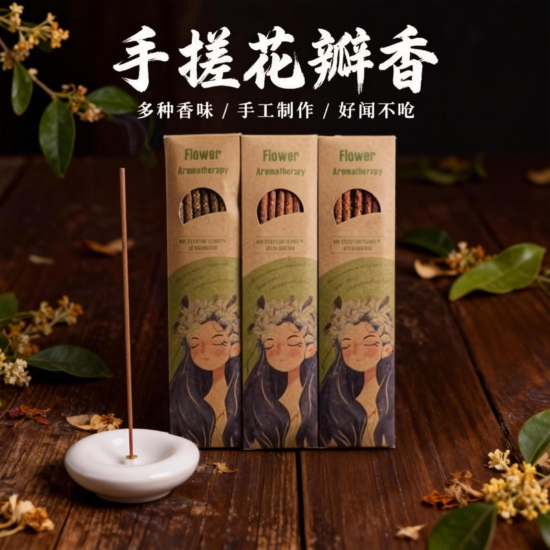 手搓天然花瓣香玫瑰阿根廷秘鲁圣木持久留香净味卧室书房香薰棒木