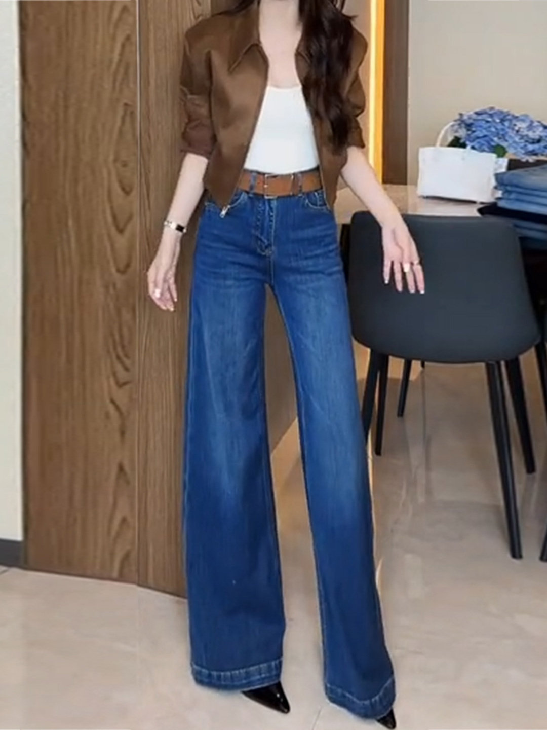 牛仔裤女2025秋季新款高腰显瘦修身弹力时尚百搭蓝色直筒镰刀长裤,女装/女士精品,大码裤装,淘宝优惠券,粉丝福利购,淘宝优惠卷