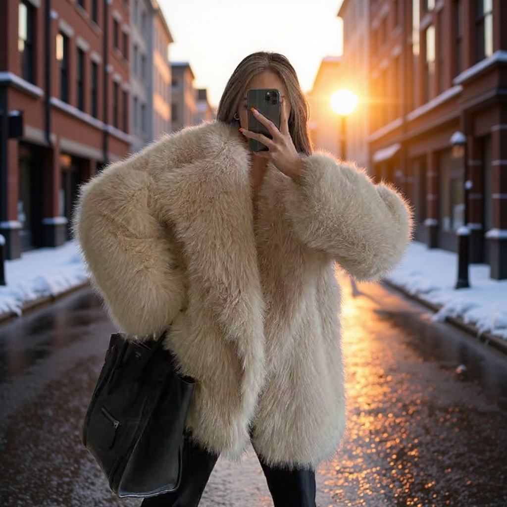 2025冬季新款高级感环保皮草轻奢气质狐狸毛绒外套保暖翻领毛大衣