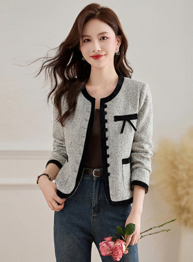 2026春季新款女装拼接圆领小香风短款时尚百搭气质时尚外套JX2605