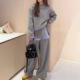 宽松显瘦套装 韩系拼接假两件卫衣 三件套女2026春秋新款 卫裤 屁帘