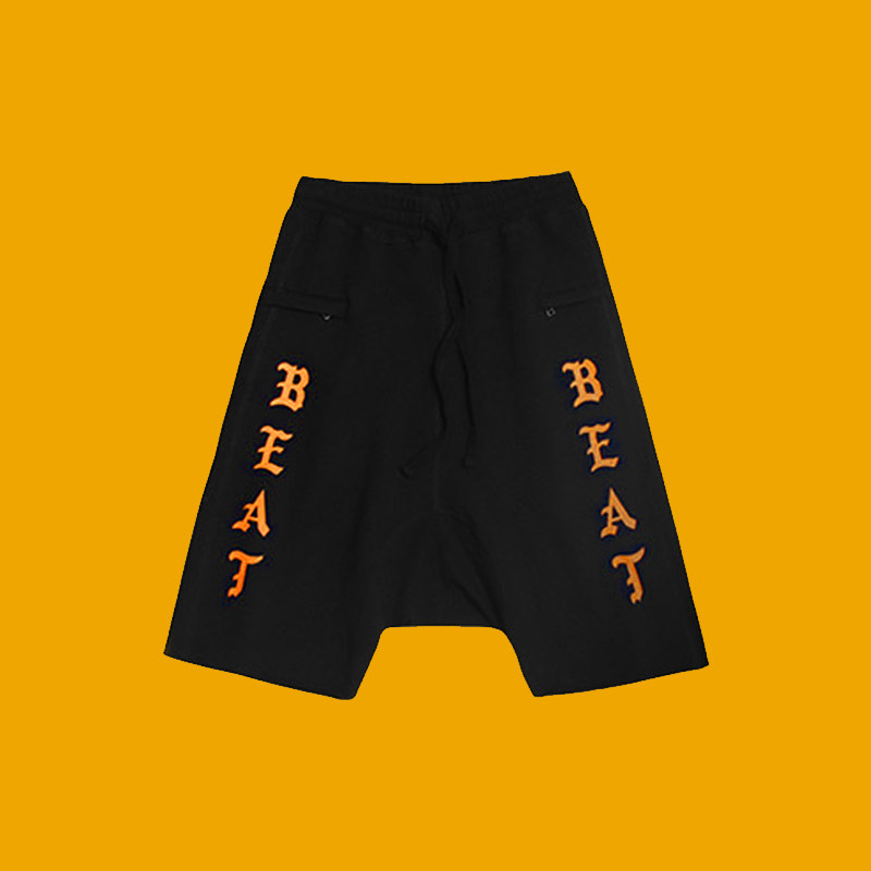 AmaZing BEAT哥特字母大logo印花美潮抽绳多口袋纯棉破坏下摆短裤|ruв категории Мужская одежда, брюки - от Buy2taobao.com для оказания профессиональной услуги покупки агента Taobao