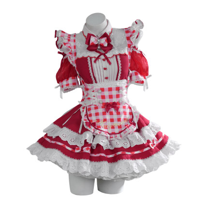 Malymoon复刻 现货商品 cosplay 爱心格纹猫咪女仆 CS2522412