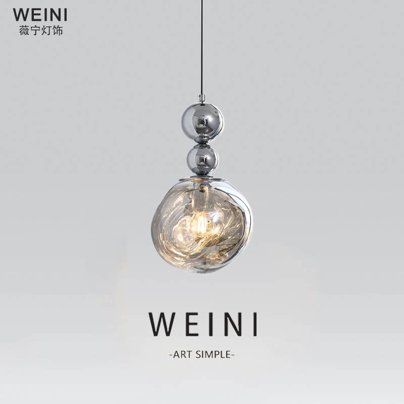 意式极简床头吊灯高级感轻奢北欧吧台小吊灯后现代卧室熔岩吊线灯