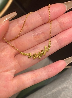 金色碎碎冰海浪项链2025新款爆闪精致时尚气质锁骨链