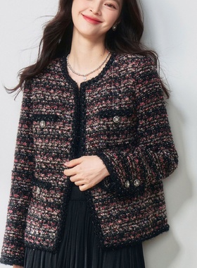 26春季新款【烟花】炫彩绵羊毛粗花呢轻奢名媛小香风短外套25008