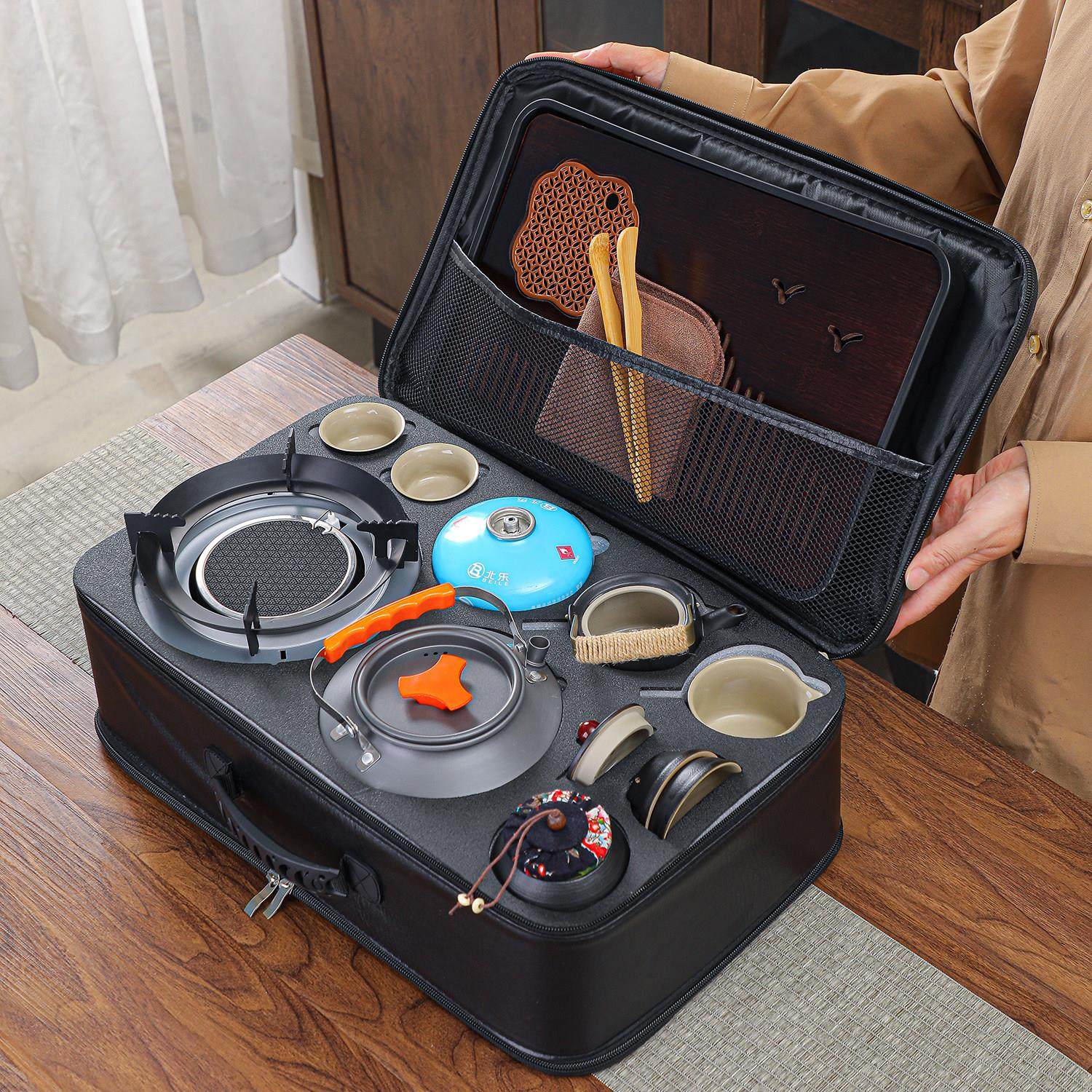 新疆包邮车载户外露营围炉煮茶可携式旅行茶具套组多功能烧烤炉烧,餐饮具,旅行茶具,淘宝优惠券,粉丝福利购,淘宝优惠卷