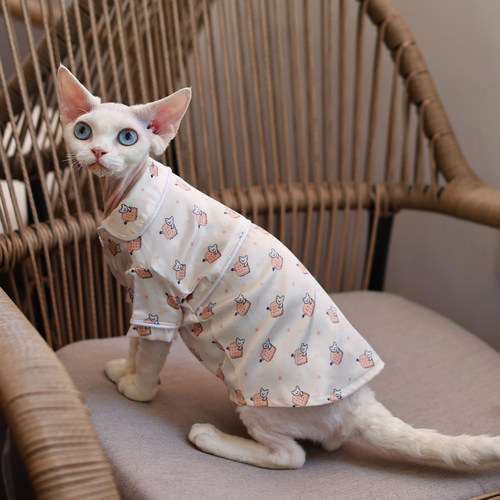 卡通小猫饼干睡衣任发财德文连衣裙无毛猫斯芬克斯猫衣服