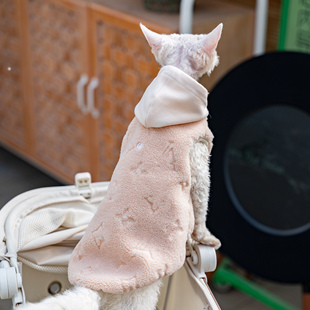 潮牌保暖马甲外套羊羔绒无毛猫衣服猫咪德文衣服阿比东短