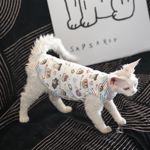 卡通小新背心透气空调服护肚子无毛猫衣服德文衣服斯芬克斯猫