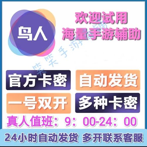 自动发货鸟人助手辅助鸟人助手卡密鸟人助手vip月卡季卡年卡多开