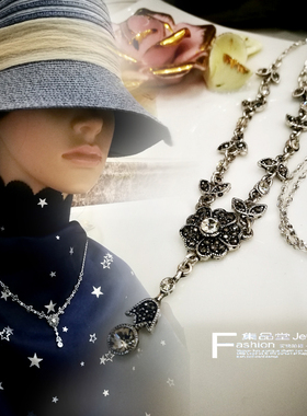 泰银合金复古做旧闪亮主播项链