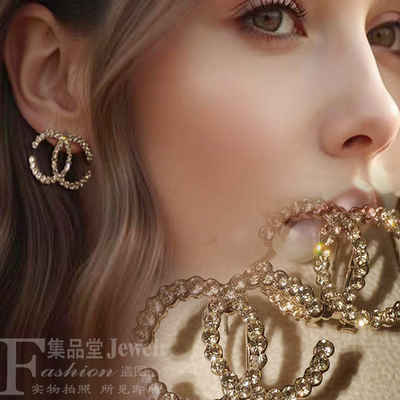 欧美饰品满钻超长字母CX耳环高级