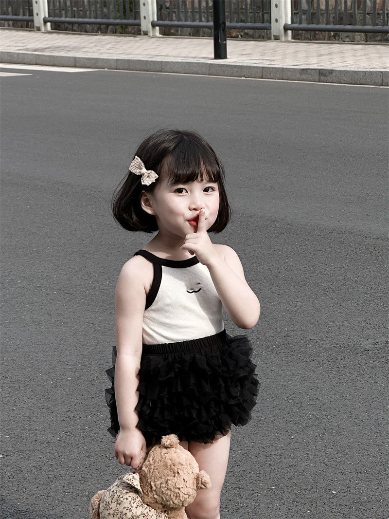 WONIU高质量女童吊带裙套装女宝宝吊带上衣蛋糕群裙洋气婴幼儿夏