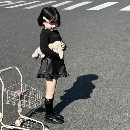 荷叶边皮裙裙秋冬打底衫潮