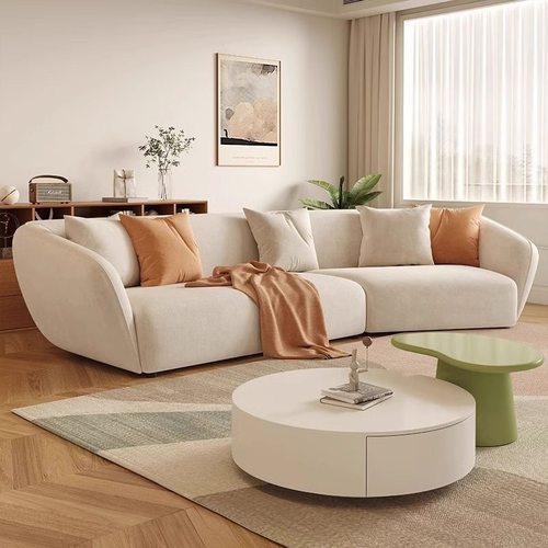 佛山沙发奶油风布艺沙发现代简约小户型直排客厅家具单人异形转角