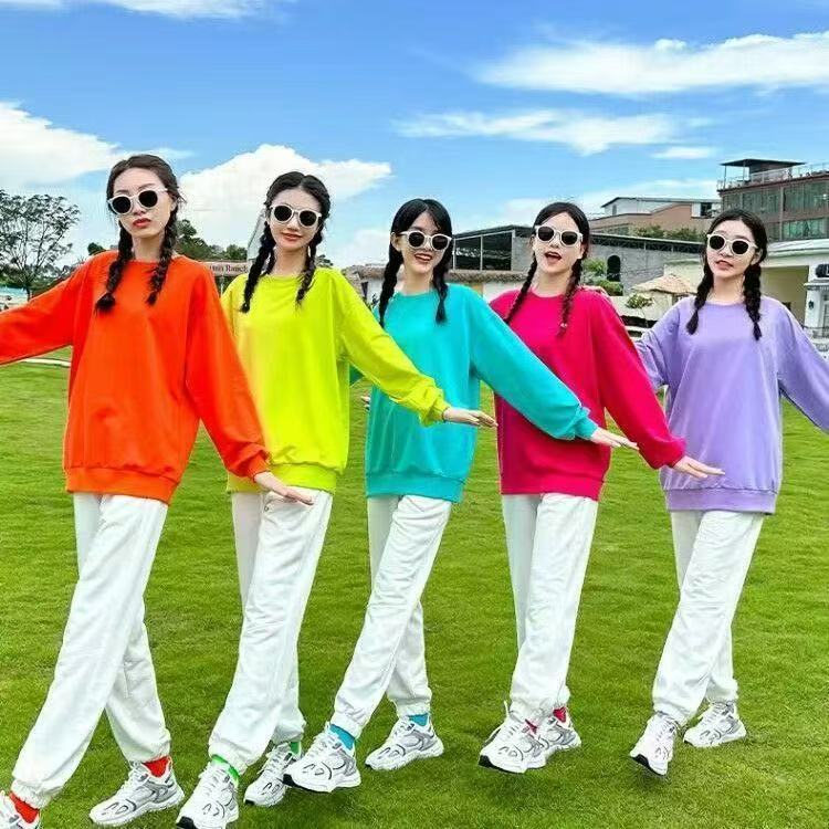 大学生啦啦操糖果色卫衣