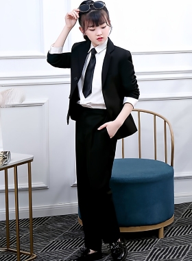 女童小西装套装2025新款洋气走秀时髦西服炸街演出黑色中大童秋冬