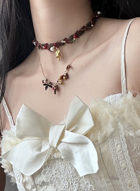 原创设计串珠项链复古锁骨链