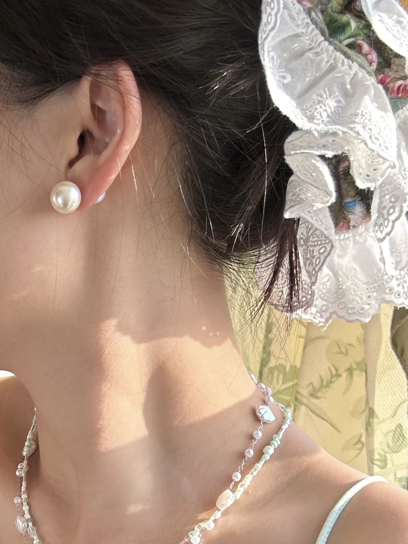 法式珍珠耳钉925复古耳夹