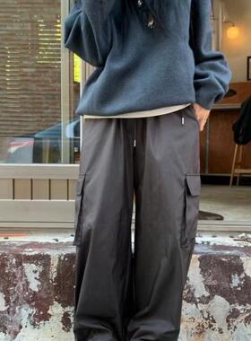 CC-LL韩国东大门代购 秋冬新款 抽绳松紧腰工装风百搭直筒休闲裤