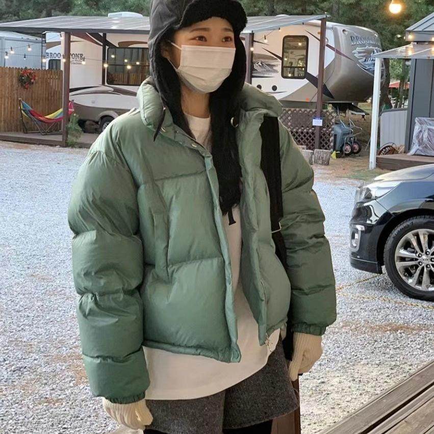 通勤立领百搭纯色羽绒服