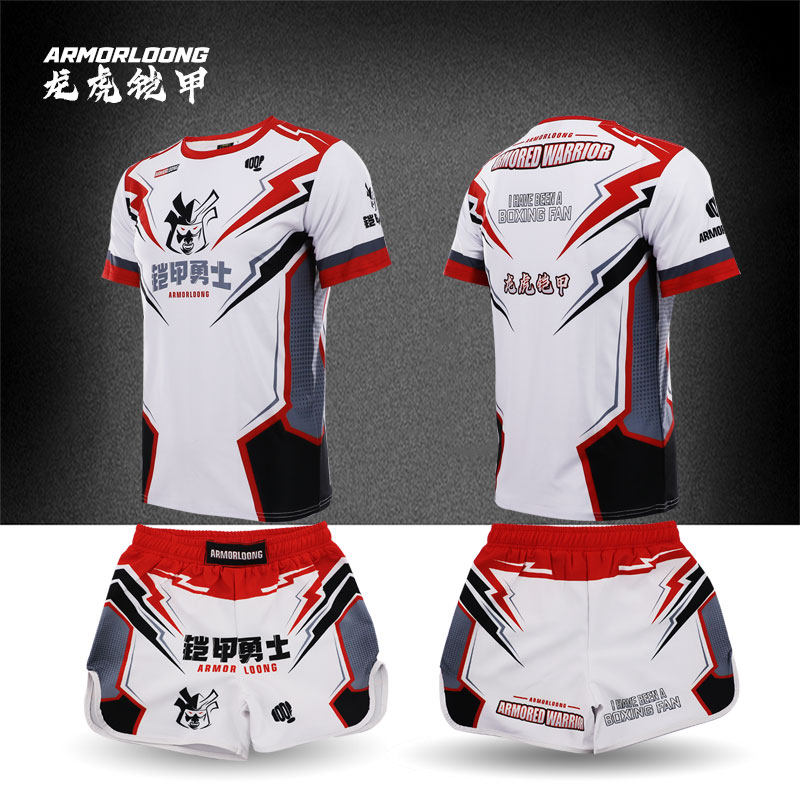 搏击铠甲勇士踢拳馆MMA定制服装泰拳运动UFC儿童少年定制短袖短裤