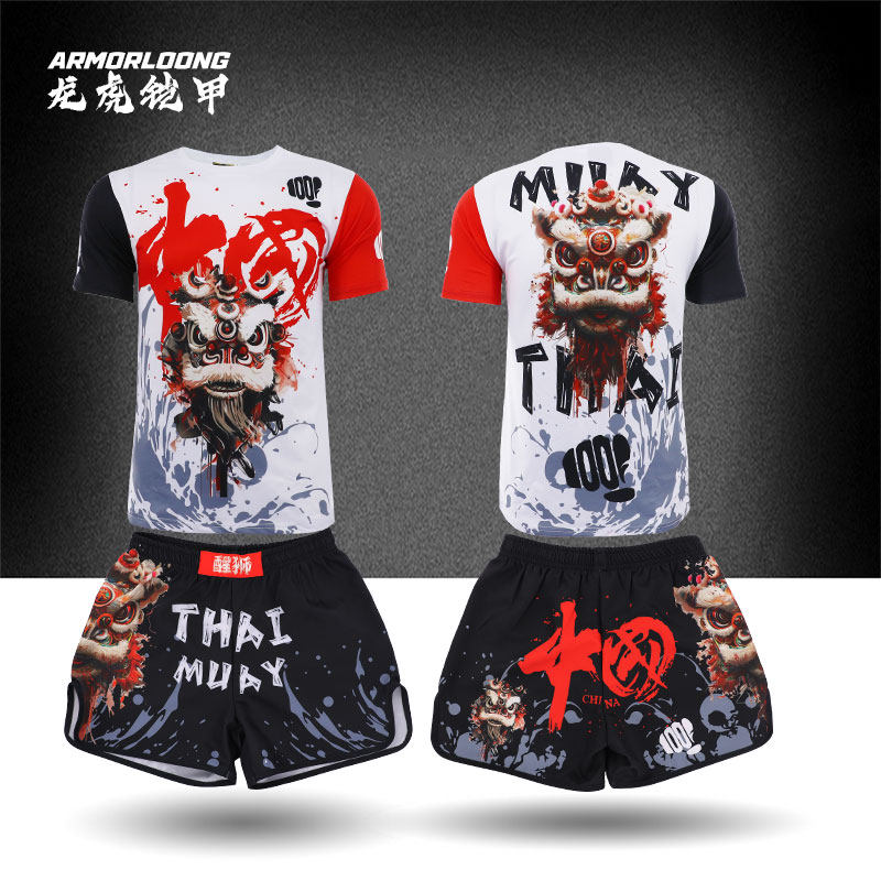 MMA上衣T恤免费设计定制ufc拳击运动泰拳服短袖短裤儿童速干套装