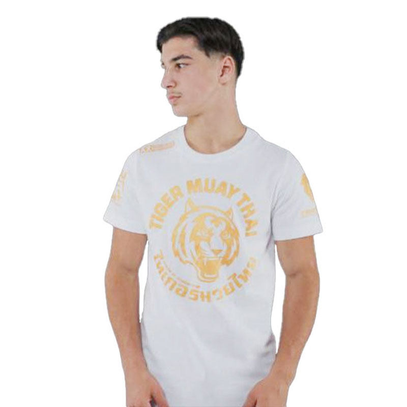 短袖UFC搏击综合格斗运动纯棉金印花T恤老虎拳馆MMA泰拳20周年庆
